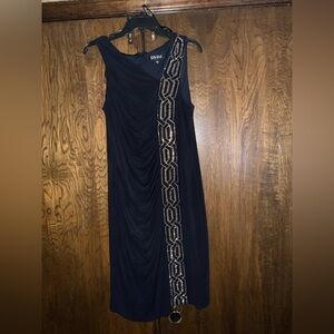 dj jaz one shoulder dress DJ Jaz Womens Asymmetrical Neck Sleeveless Evening Gown, Color: Black